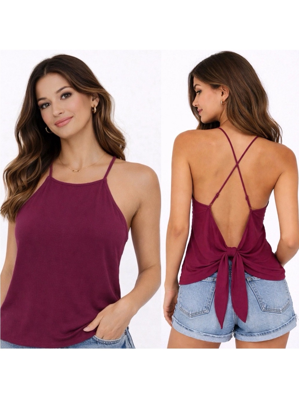 Volcom Open Back Halter Cami Tank Top Tie Back Small NWT Festival “Yeah Honey”
